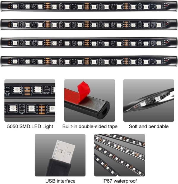 LED-belysning för bilinteriör, RGB-belysning för bilinteriör