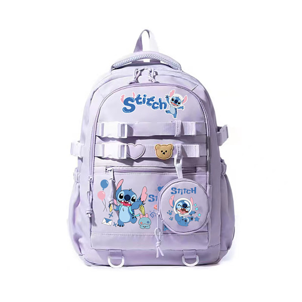 Stitch skolväska söt tecknad viktminskande ryggsäck ny stil ultralätt tjej stor kapacitet grundskole- och mellanstadieelev ryggsäck black