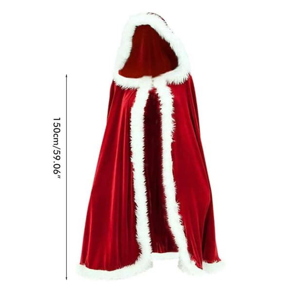 Julenissens kappe - Rød hettekappe for julebord Cosplay (1,5 m)