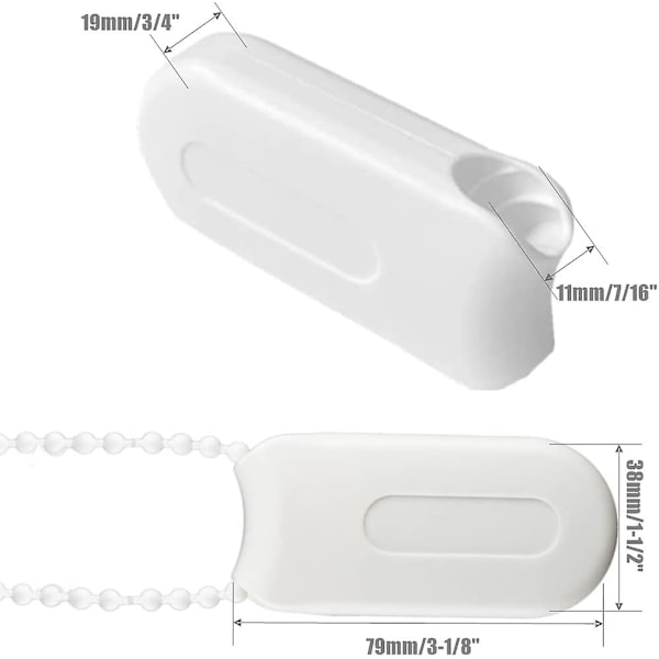 Plastglidelåser for persienner og gardiner, vekter for gardinsnor, lukker, sikkerhetshåndtak for vertikale persienner og draperinger (hvit) 3 stk