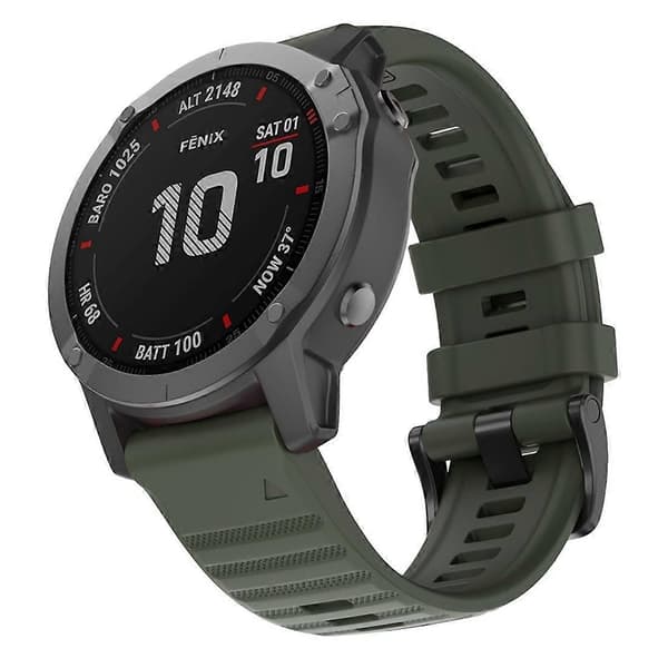 Garmin Fenix 6X 26mm silikonihihna F{3} Black