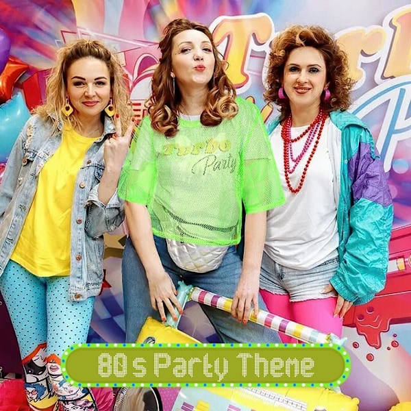 80-luvun Neon Party -vaatteet ja asusteet, 1980-luvun retroteemainen juhlapukeutuminen naisille ja tytöille B B 1PCS