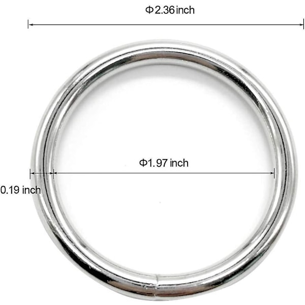 Metallringar 2 Tum för Växthängare Stål Silverringar Metall Aros De Metal Para Macrame 10-pack 60mm Små Metall O-ringar