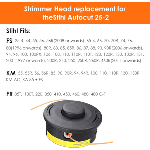 STIHL AutoCut trimmerhode 25-2, trimmerhode for kutting og trimming, passer til STIHL FS og KM-serien, gresstrimmer/trimmertråd (2 stk)