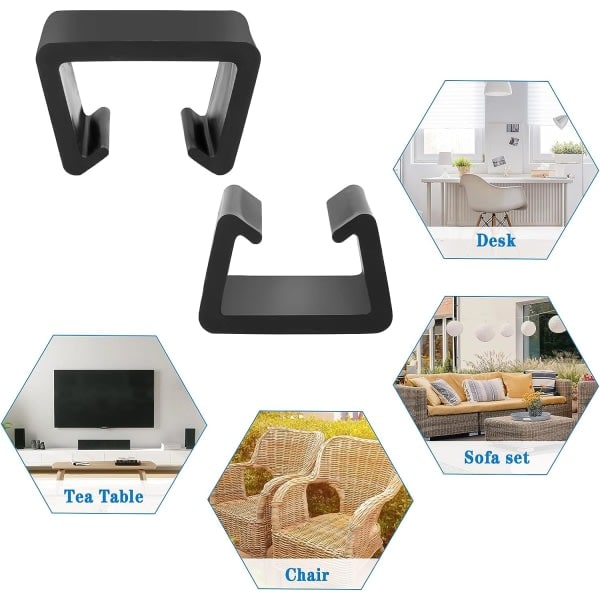 Galaxy 12 stk. Møbelclips Havemøbel Fastgørelsesclip Flet Havemøbler Plastmøbler Clip Connector