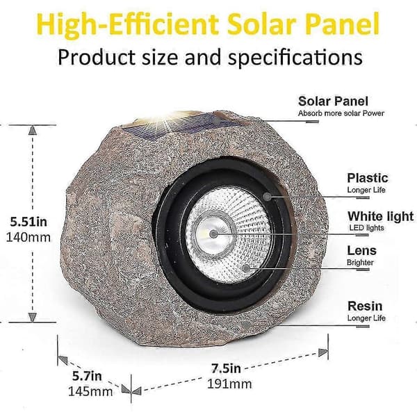 2 stk. solcellelamper udendørs dekorative, super lyse solcelle spots havelamper, solcelle stenlamper, IP6