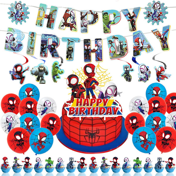 Spider-Man Tema Bursdagsfest Dekorationssett