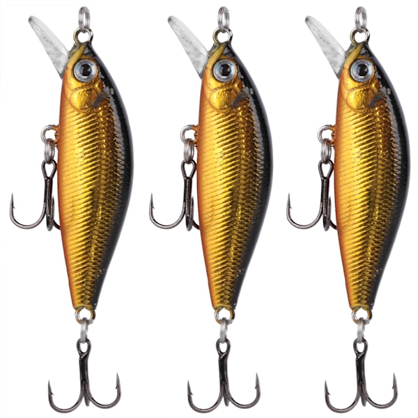 3 stk Dobbel Krok Synkende Tunge Agnfisk Minnow Kunstig Livaktig Agn Fiskeredskap 6#