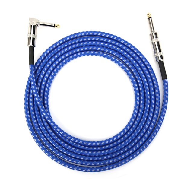 6,35 mm Guitar Audio Kabel Mikrofon Støjreducerende Tilslutningskabel Musikinstrument 3 Meter Blå og Hvid
