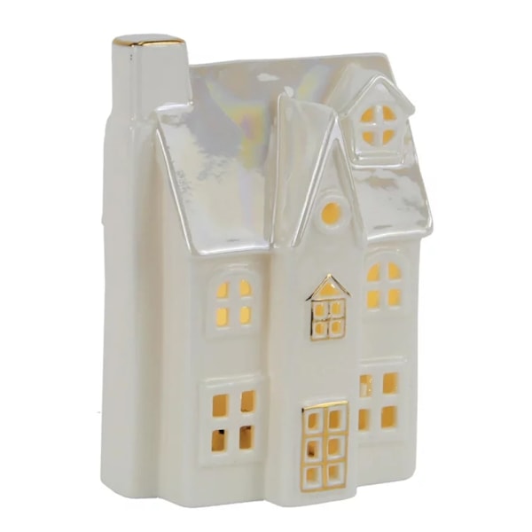 Mini Hus med LED-lys - Juledekorasjon White Vit