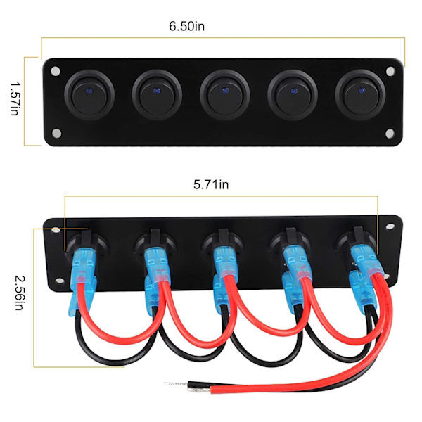 Speed ​​Rocker Switch Panel 12V ON/OFF Switch Blå LED Egnet til Auto Køretøjslys Bil Marine Båd