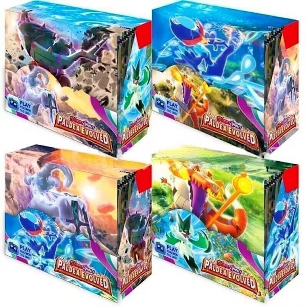 REA! Paldea Evolved Slumpbox Presentlåda Evolving Skies Booster Packs för Barn Tecknad Söt Lek Kort Papper-EN Paldea Evolved