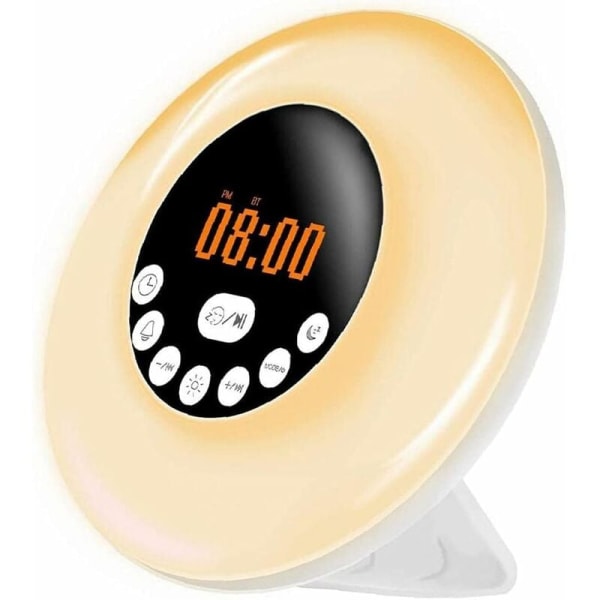 Vakna väckarklocka Nattljus Soluppgång Solnedgång Simulering RGB 7 färger LED Nattlampa Triumph med Bluetooth -högtalare FM-radio