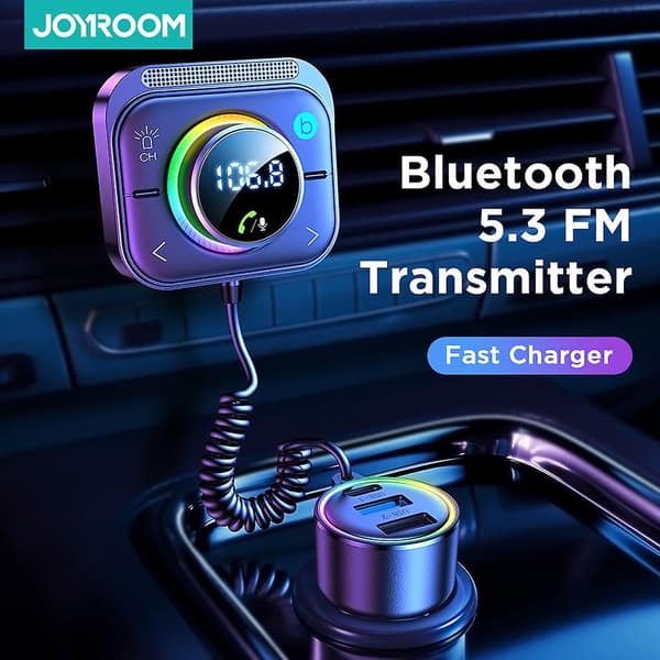 SSRGV Joyroom FM Bluetooth 5.3 FM/AUX Bluetooth Billadapter Billaderoplader Basforstærkning 3 Porte PD&QC 3.0 FM Bluetooth Billadapter