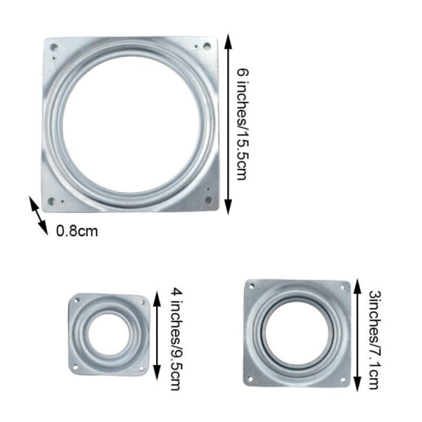 Svingbar plate med kulelager, dreieskive 3 TUMS 3 Inch