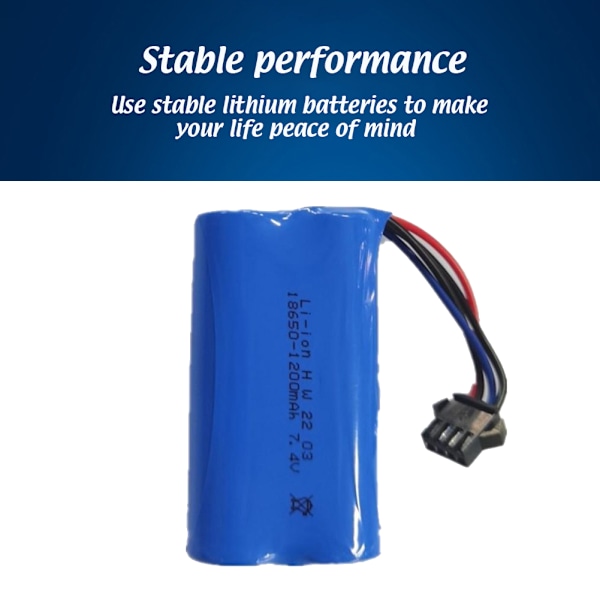 7.4V 1200mAh litiumbatteri ersättningsbatteri för radiostyrd bil