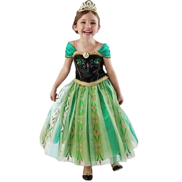 Anna prinsessklänning + tiara/fläta/stav - Perfekt 120 cl