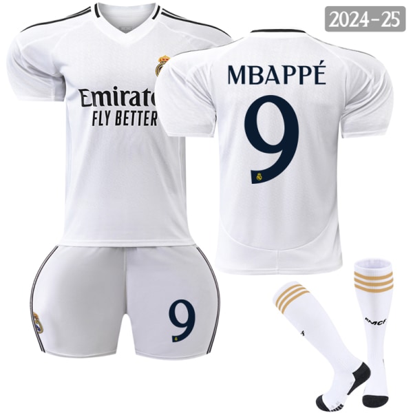 2024-2025 Real Madrid Hjemmefotballdrakt for barn nr 9 Mbappé Adult L