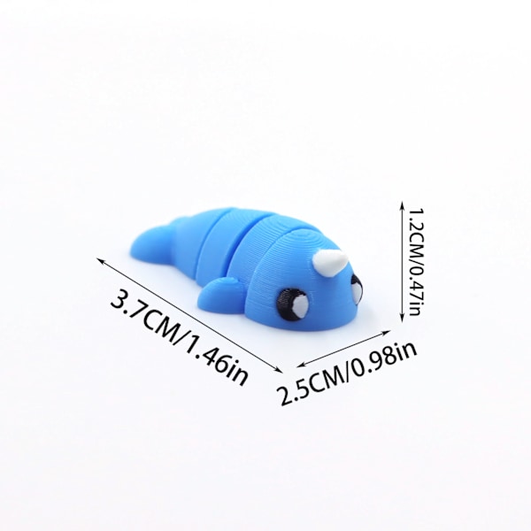 3D-printad färgglad mini djurmodell liten figur barnleksak tecknad docka Narwhal