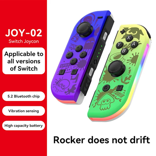 Nintendo Switch JOYCON-kompatible håndtak med RGB-belysning - Originale fitness Bluetooth-kontrollere for NS-spill (venstre og høyre) sprängning