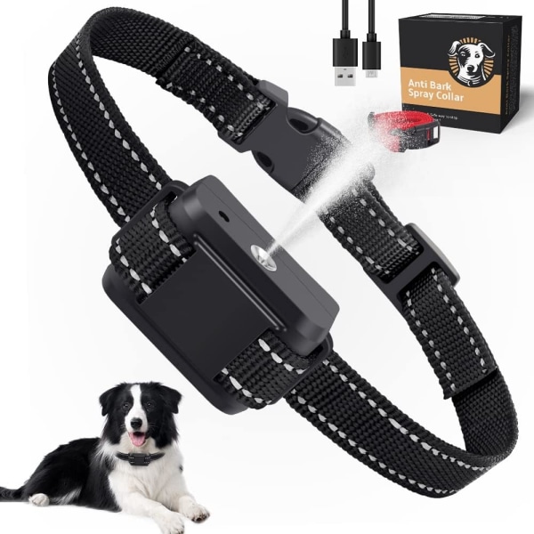 Anti Bark Dog Collar, Anti Bark Spray för hundar med Citronella, Uppladdningsbart säkerhetsträningshalsband