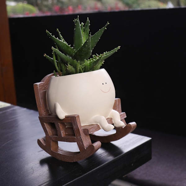 Personlig Leende Ansiktsplanteringskruka Söt Utseende UV-Resistent Inomhus Utomhus Dekorativ Harts Mini Planter Succulent Hållare