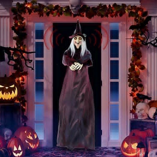Hängande Talande Häxa för Halloween Utomhusdekoration
