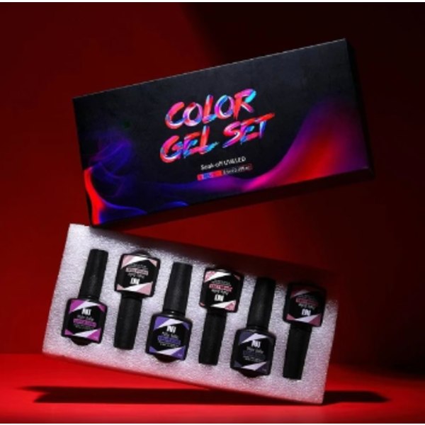 6-pack nagelgel färgset nagelkit polygel