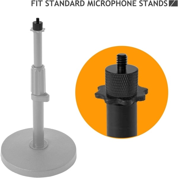 Mikrofon skruvadapter, gängadapter 5/8\" hona till 1/4\" hane, för mikrofonstativ, stativ, mikrofonstativ 2-pack