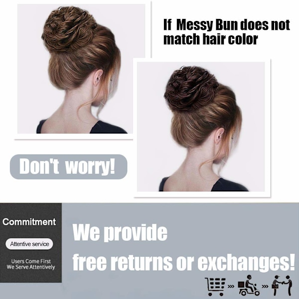 1 stk Messy Bun Hårflette Scrunchies Extension Krøllete Bølget Messy Syntetisk Chignon for Kvinner Updo Hårstykke Bug#