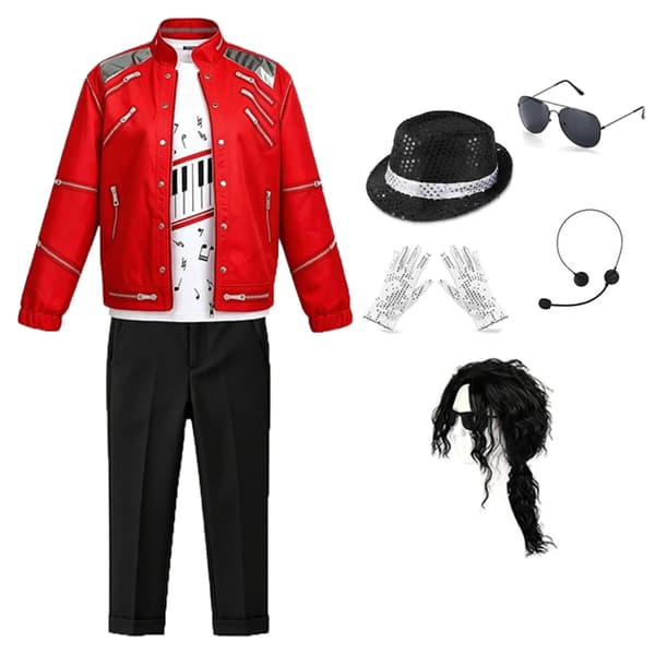 Halloween-kostym för barn, Michael Jackson-outfit för dansuppvisning, fest och karneval J3pcs 150