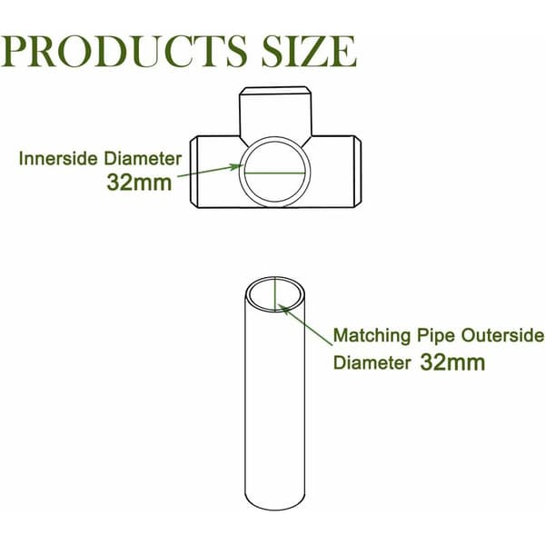 10 st 32 mm 3-vägs PVC-kopplingar, vattenrörskopplingar, tredimensionella T-kopplingar