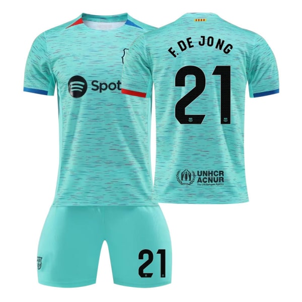 23/24 FC Barcelona TV? Bortefotballdrakter sett for barn 21 F.DE JONG 21 F. DE JONG children's sizes18