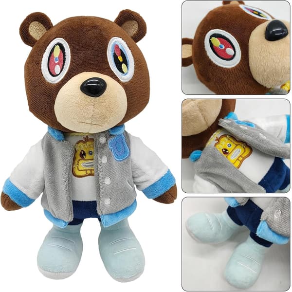 Kanye Bear -pehmolelu, 1/2 kpl Kanye Bear -pehmoleluhahmo tyyny, halailtava lelu dropout bear