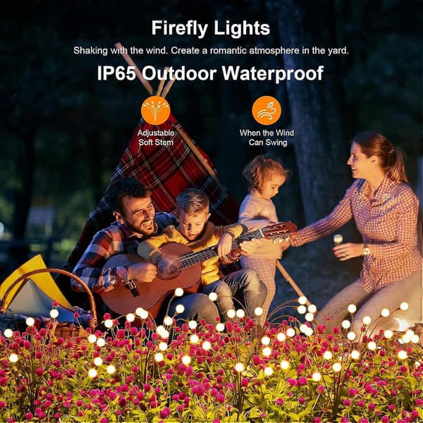 Solcellelamper Udendørs (6 stk., 48 LED'er), Solcellehavelamper, Udendørsdekorationer, Sankt Hans Orm Lys