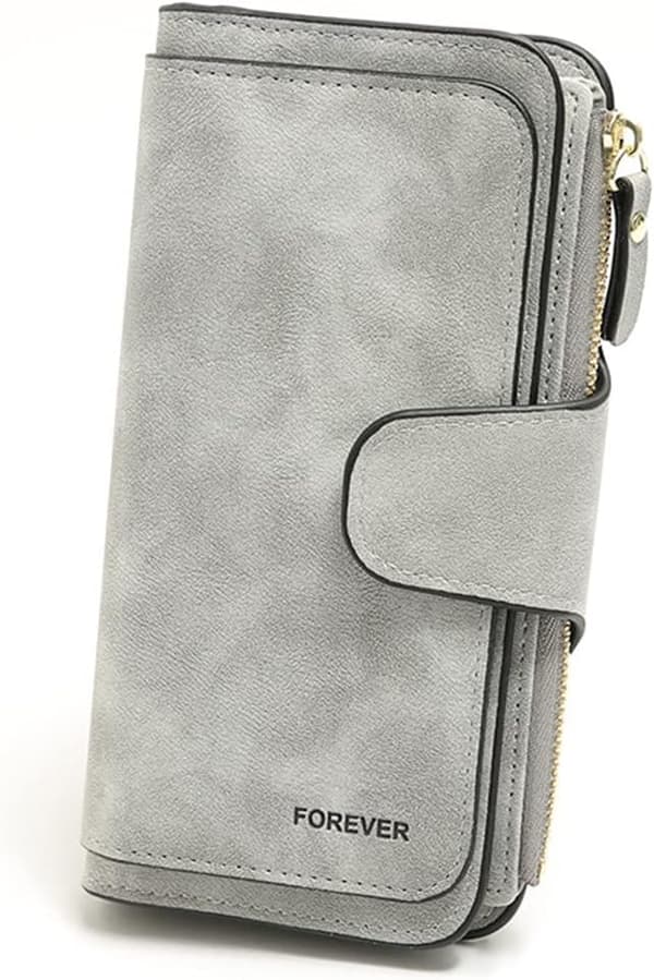 Grå Lommebok for Kvinner, Kvinneveske, PU-Lær Clutch