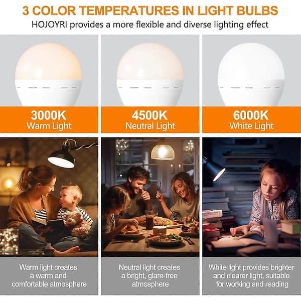 LED Rechargeable Light Bulbs with Remote Control E26 Battery Operated Light Bulb Smart 3 Colors Changeable Light Bulb with Hook 3 Color lamp