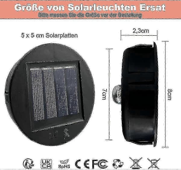 II Pakke 8cm Diameter Erstatnings Solcellelys