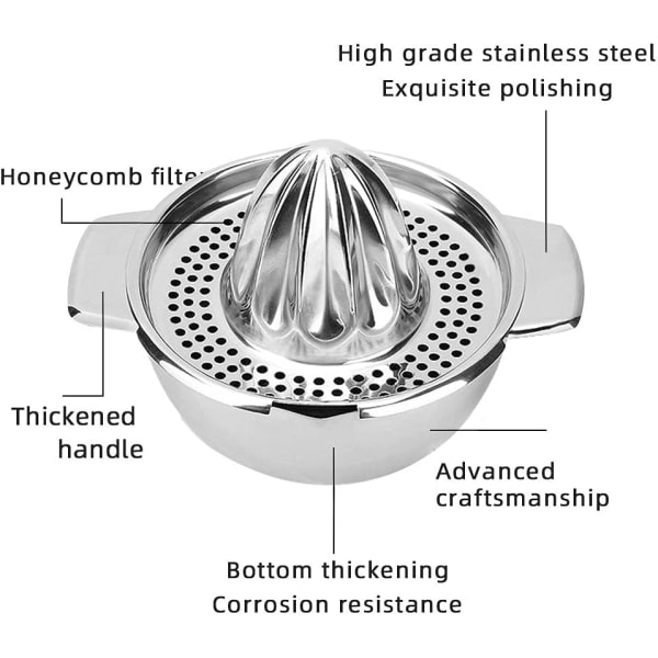Manuell Citrus Juicer Rostfritt stål Apelsin Juicer Citronpress Apelsin Juicer Diskmaskin Säker för apelsiner Citroner Limefrukter