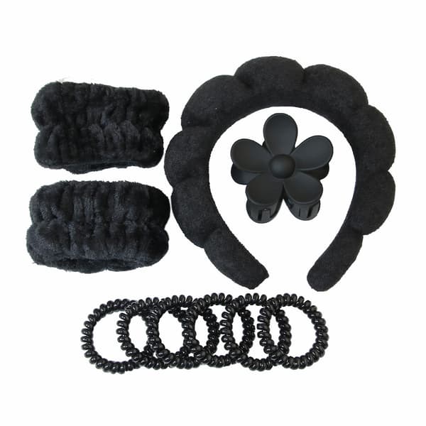 10-delt Sky Hårbånd Sæt - Dame Hårbånd og Scrunchie Sæt - Enkelt Hår Tilbehør til Ansigtsvask til Kvinder og Piger black 10pcs
