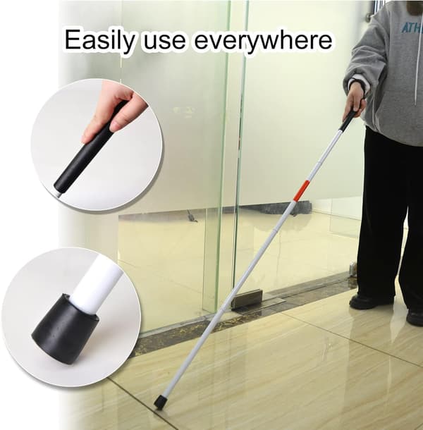 Baitai Foldbar Blindestok Refleksiv Rød Foldbar Vandrestav til synshandicappede og blinde