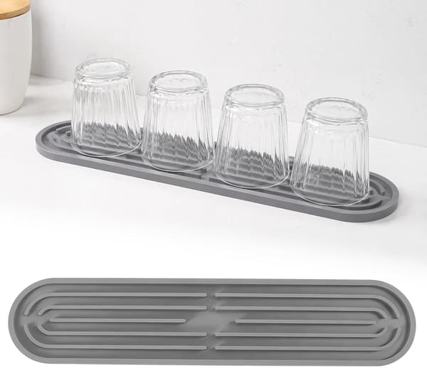 Silikon droppmatta smal barmatta 43x7,8 cm utökad dränering för flaskor skärbräda