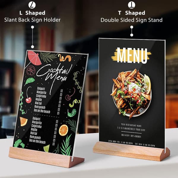 Akryl Dobbeltsidede Rammer Bord Menu Display Stand T Form