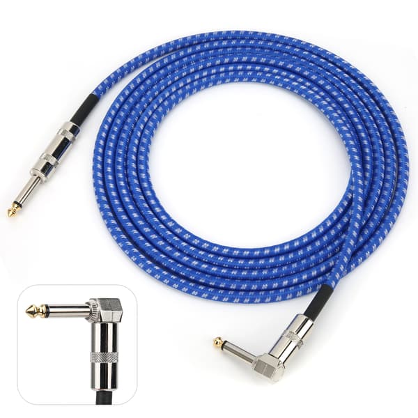 6,35 mm Gitarrljudkabel Mikrofon Brusreducerande Anslutningskabel Musikinstrument 3 Meter Blå och Vit