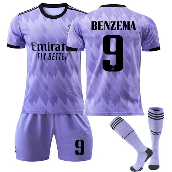 Real Madrid Bortalila Nr. 9 Benzema Nr. 20 Vinicius Fotbollströja #9 #9 #9 10-11Y