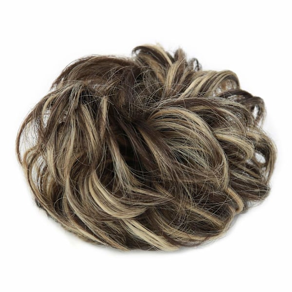 1 kpl Messy Hair Bun -hiuspanta -hiuslisäke Curly Wavy Messy Synteettinen Chignon naisille Updo Hairpiec Dark Brown & Ash Blonde