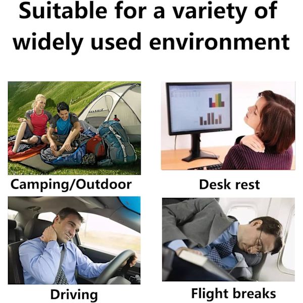 3-pack uppblåsbara campingkuddar, kompakt luftkudde för strand, däckstol, solbad, backpacking, vandring - (grå)(FQ)