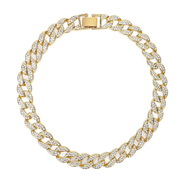Halsband för män, Kubansk, 16 tum, Diamant, Hip Hop Smycken, Miami, Kubansk Länk, Guld