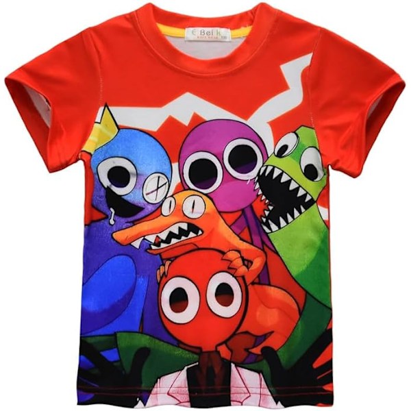 150cm Rainbow T-shirt Friends Kids Boys Girls, Funny 3D Graphic Sweater Loose Casual Tops Cartoon Summer Shorts