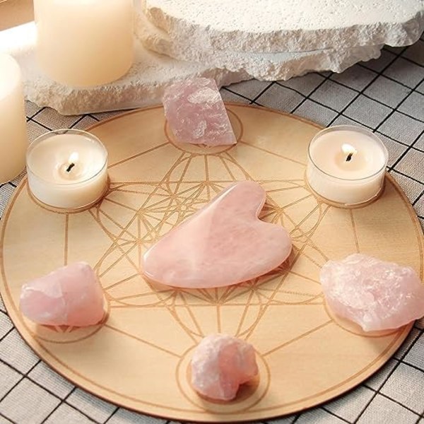 Gua Sha Set i Rosenkvarts - Ansiktsmassage för Rynkor & Muskelspänningar Rose quartz. -